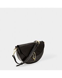 Katie Loxton Quinn Faux Croc Mini Saddle Bag - Black